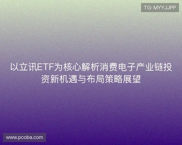 以立讯ETF为核心解析消费电子产业链投资新机遇与布局策略展望
